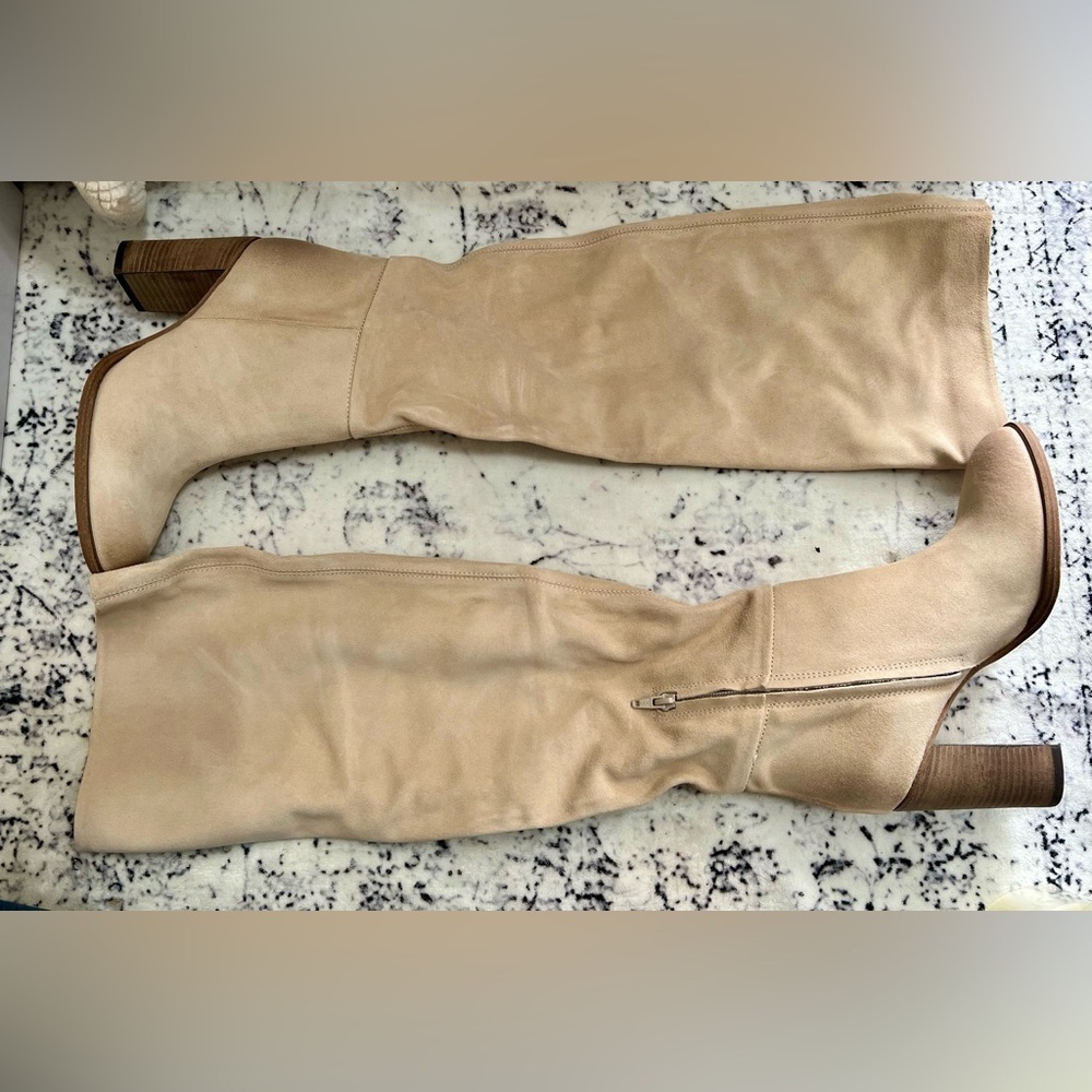 Free People Dakota Tall Knee high distressed suede boots-Velour Almond 39/US8.5 - Picture 2 of 10
